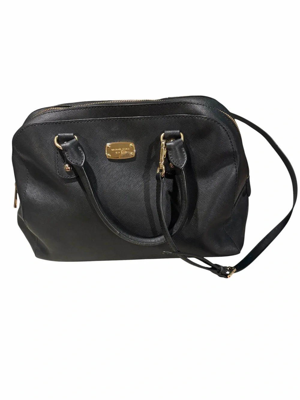 Michael Kors Black Saffiano Leather Satchel with Crossbody Strap